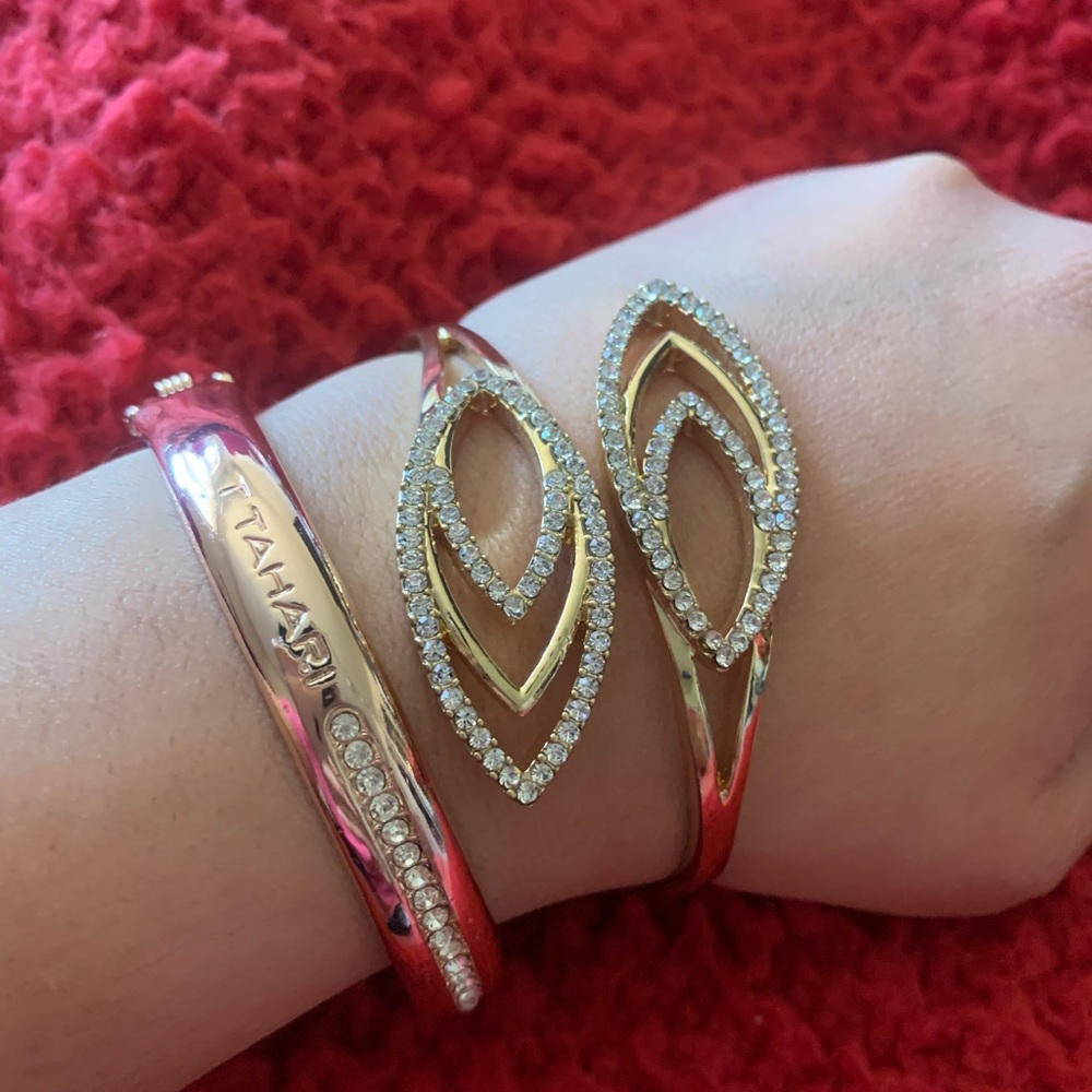 T Tahari And I.N.C. Crystal Bypass Bangle Bracelet - image 1